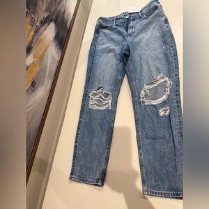 American Eagle Outfitters High Rise Ripped Blue Jeans
